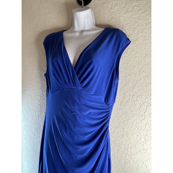 Lauren Ralph Lauren Evening Maxi Dress Womens 12 Navy Blue Draped Neck NEW NWT - Picture 5 of 14
